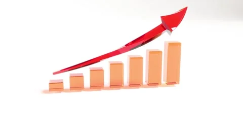 The bar graph is orange in color and shows a steady increase in value pie chart Stock Footage 251666685