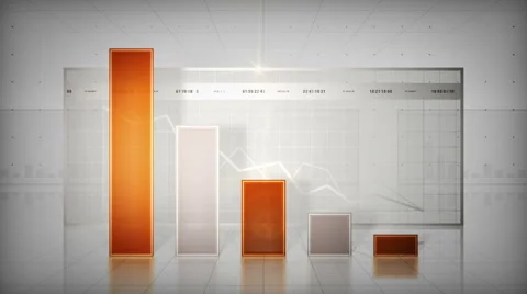 Bar Graph Orange Trending Down Video stock 44667642
