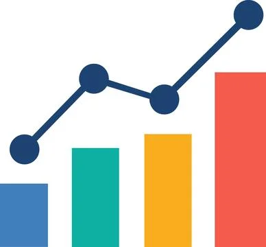 Bar graph with overlaying line trend chart Stock Illustration