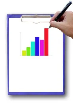 Bar Graph On Paper with hand. Stock Photos