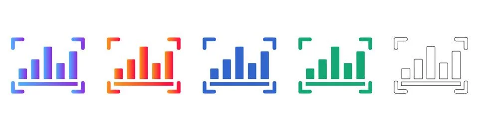 Bar Graph Performance Metrics Icon Set Stock Illustration