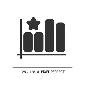 Bar graph pixel perfect black glyph icon Stock Illustration