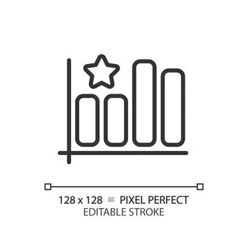 Bar graph pixel perfect linear icon Stock Illustration