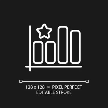 Bar graph pixel perfect white linear icon for dark theme Stock Illustration