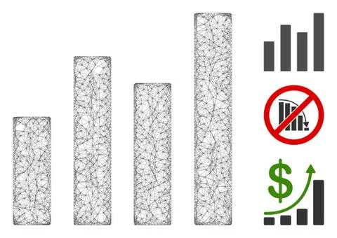 Bar Graph Polygonal Web Vector Mesh Illustration Stock Illustration