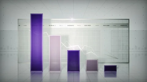 Bar Graph Purple Trending Down Stock Footage 44668189
