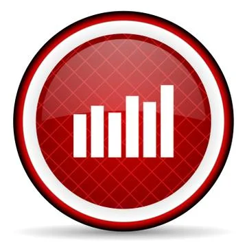 Bar graph red glossy icon on white background Illustrazione stock