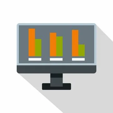 Bar graph on the screen of computer icon 스톡 일러스트