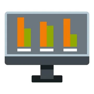 Bar graph on the screen of computer icon isolated Ilustración de archivo