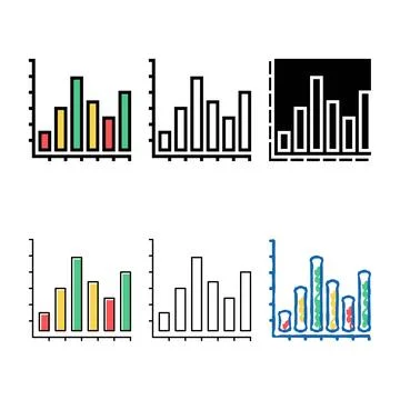 Bar graph set color icon vector Illustrazione stock