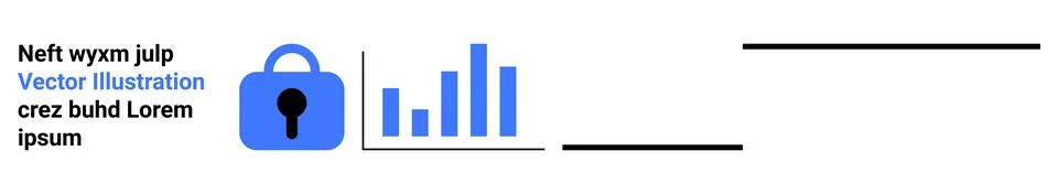 Bar graph showing data with blue padlock icon signifying security. Ideal for  Stock Illustration