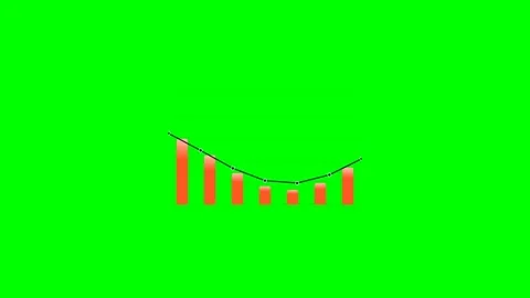 A bar graph showing a downward trend against a vibrant green background Stock Footage 340903407