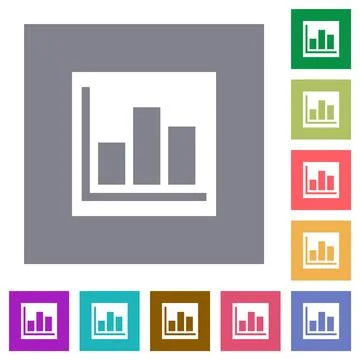 Bar graph statistics solid square flat icons Stock Illustration
