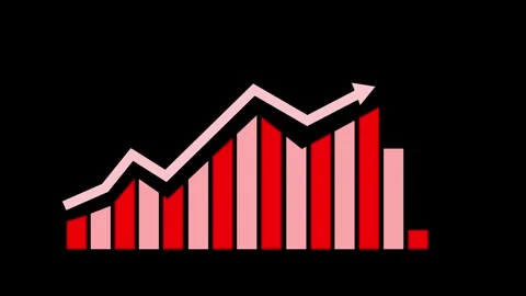 Bar Graph with Upward Arrow Animation on Black Background, A business bar g.. Stock Footage 304251819