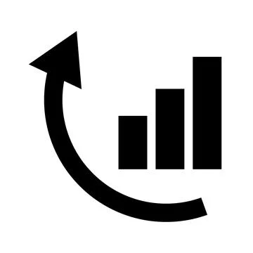 Bar graph waving and increasing arrow icon. Vector. Stock Illustration