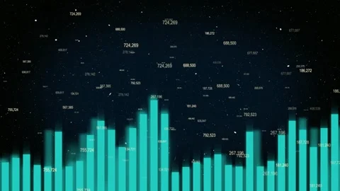 Bar graphs and changing numbers in outer space. Stock Footage 253626690