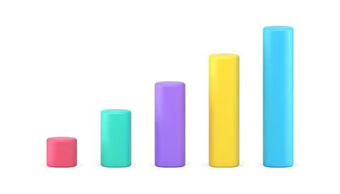 Bar graphs chart 3d icon. Multicolored vertical bars representating data Stock Illustration