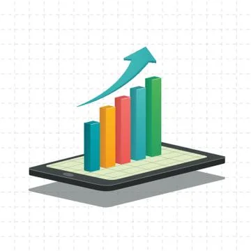 Bar graphs with digital tablet concept イラスト素材