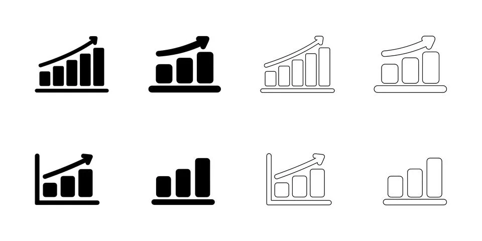 Bar Graphs icons set Stock Illustration