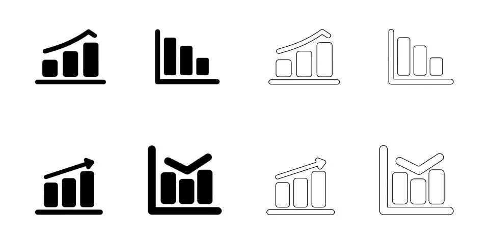 Bar Graphs icons set Illustrazione stock