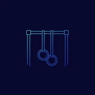 Bar with gymnastics rings, vector linear icon Stock Illustration
