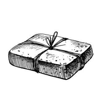 A bar of handmade soap wrapped jute rope. The illustration is hand drawn in Stock Illustration