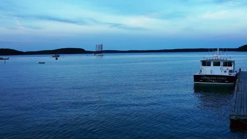 Bar Harbor, USA - June 8, 2017: Sunset, evening, twilight, dusk in Bar Harbor Stock Footage 80206253