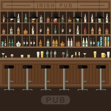 Bar interior with counter. Stock Illustration