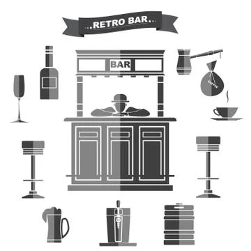 Bar interior Stock Illustration