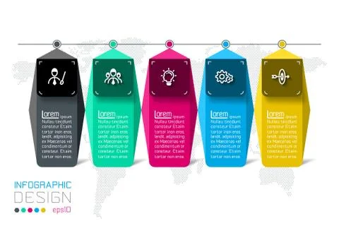 Bar labels infographic with 5 steps. Stock Illustration