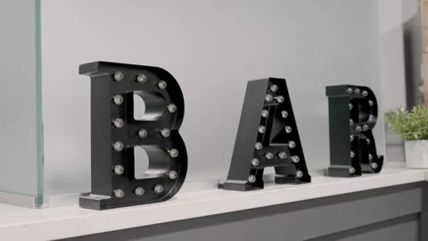 Bar letters on counter Stock Footage 260262634