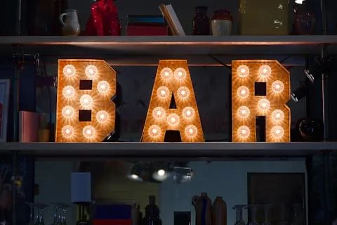 Bar light sign Stock Photos