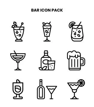 Bar Line Design Icons Pack Stock Illustration