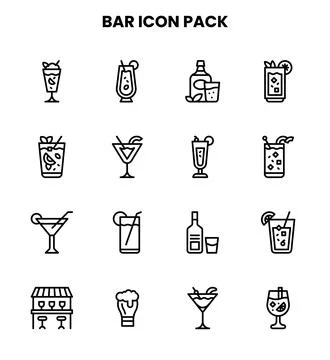 Bar Line Scalable Icons Pack Stock Illustration