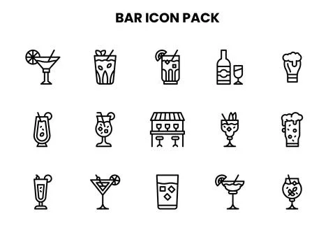 Bar Line Scalable Icons Pack Stock Illustration