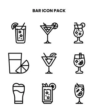 Bar Line Scalable Icons Pack 库存插图