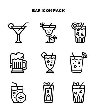 Bar Line Scalable Icons Pack Stock Illustration