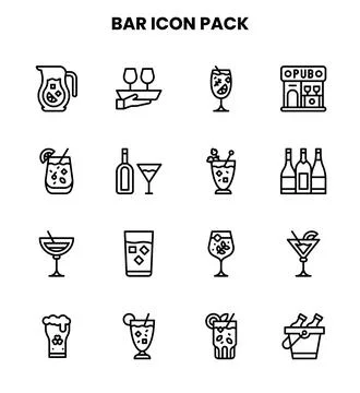 Bar Line UI Icons Pack Illustrazione stock