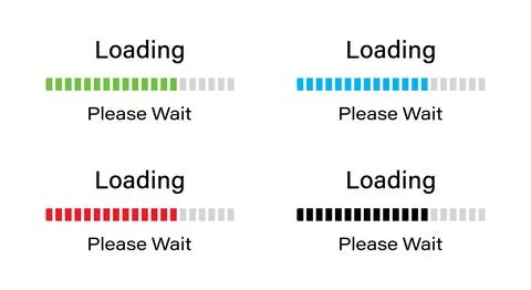 Bar loading please wait symbol icon set in four different colors. Stock Illustration