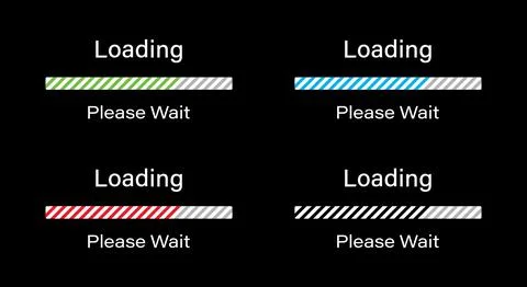 Bar loading please wait with tilted lines symbol icon set dark mode Stock Illustration