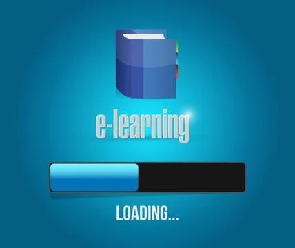 Bar Loading with the text: E-Learning. Illustrazione stock