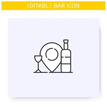 Bar location line icon. Editable illustration Stock Illustration