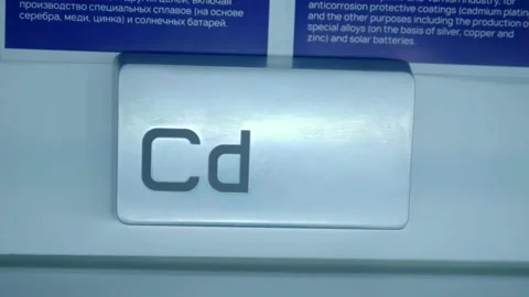 A bar made of chemically pure cadmium is presented at the exhibition Stock Footage 340630279