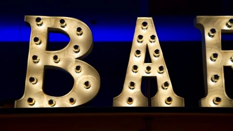Bar Marquee Sign at Night Video stock 87652908