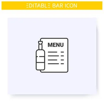 Bar menu line icon. Editable illustration Stock Illustration