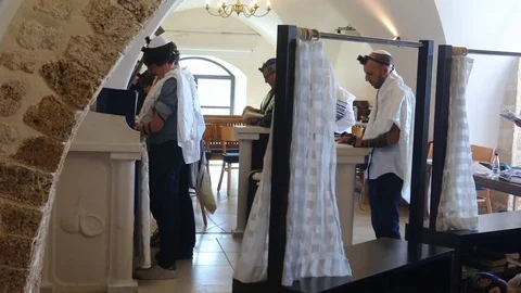 Bar Mitzvah ritual at the Synagogue of Old Jaffa, Israel. Stock Footage 81594080