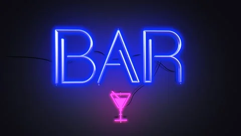 BAR Neon Sign Stock Footage 143135853