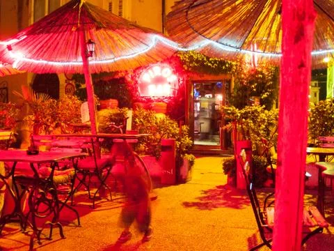 Bar at night,piran Foto stock
