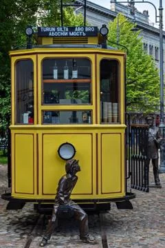 Bar in the old tram. Stock Photos
