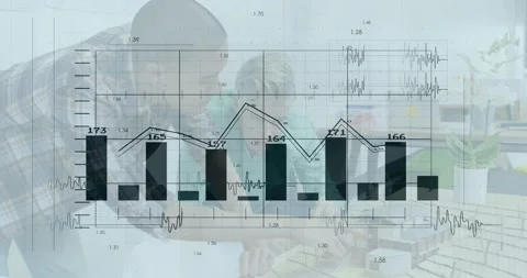 Bar or line chart overlay updating, designer leaning and lead placing model Stock Footage 331109336
